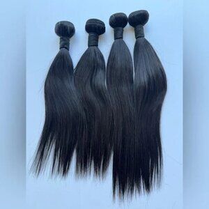 Human hair Blend Bundles Lot in Black Straight Hair 16 in +18 In | 4 Pcs Lot!